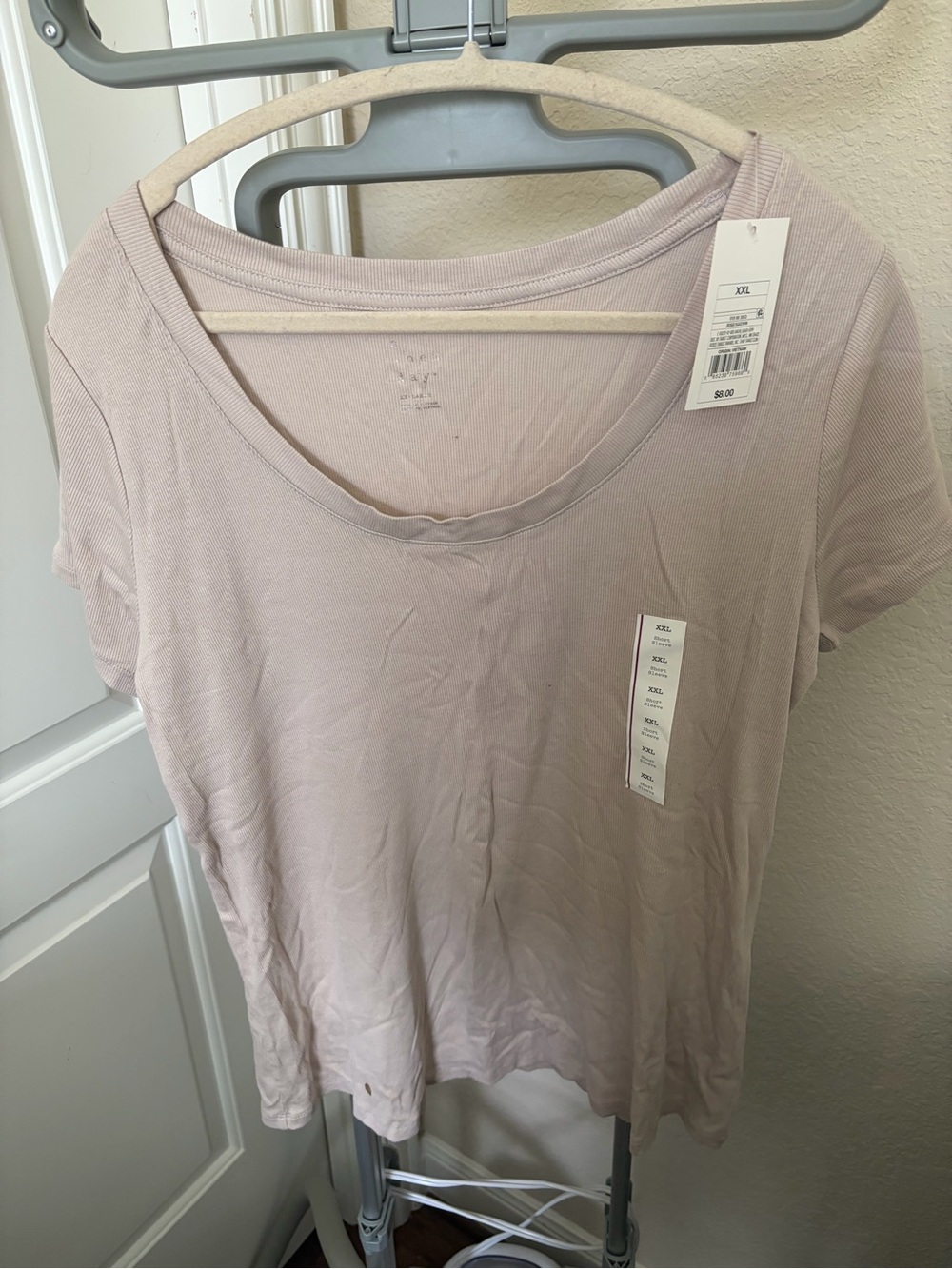 Women's Scoop Neck Short Sleeve Top - Light Taupe